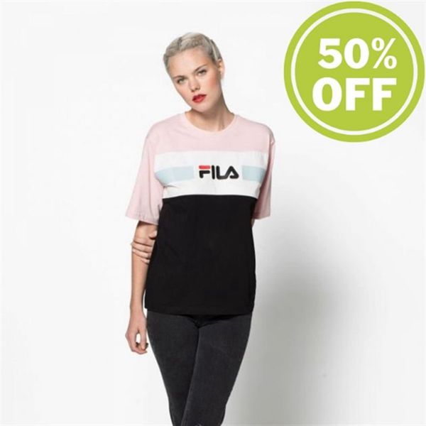 Fila Shannon With Crew Neck Women's T-Shirts - Coral,NZ 613-45017